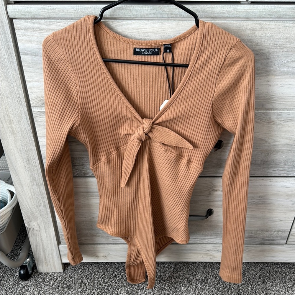 Brave Soul Women's Tan Ribbed bodysuit